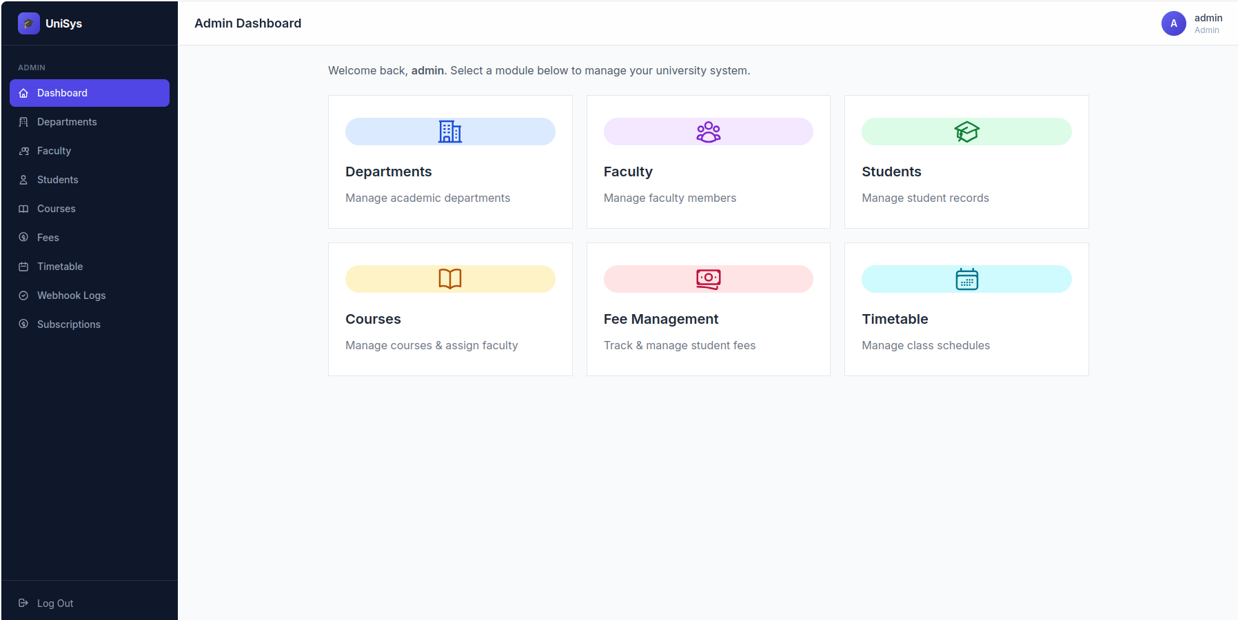 University Management System interface preview